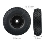 thumbnail of Relaxdays Sackkarrenrad 2er Set, 3.00-4, Vollgummi, Komplettrad Stahlfelge, 3 Adapter, Ersatzrad Schubkarre, schwarz