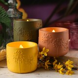 thumbnail of LED Solar Windlicht Pusteblume Blumenmuster Solar Kerze flackernd terracotta