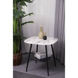 thumbnail of Möbilia Mesa de centro quadrada | 1 prateleira | Mármore de placa de vidro parece branco | Estrutura metálica preta | L55xP55xA55 cm