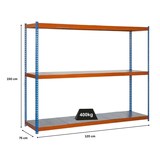 thumbnail of PROREGAL Schwerlastregal MID METAL YETI THREE | HxBxT 150x120x75cm | Fachlast 400kg | Blau-Orange | Regal Standregal Werkstattregal Lagerregal