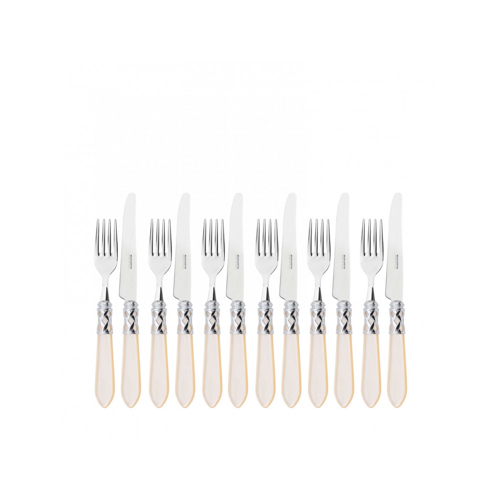 aladdin chromring, 12-teiliges obstbesteckset, beiger griff, galeriebox, casa bugatti
