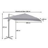 thumbnail of Zweefparasol HWC-A96, parasol, 3x4m (Ø5m) polyester/aluminium 26kg ~ bordeaux met voet