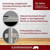 thumbnail of AL Briefkastensysteme 20 Fächer Premium Wand Briefkasten Anlage A4, in RAL 9007 Aluminium Grau  und wetterfest, Artikelnummer: 331P20EA5P9007