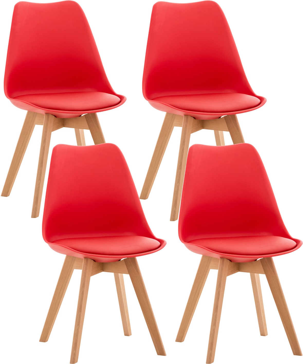 CHEFGASTRO 4er-Set Esszimmerstuhl SANTA CRUZ HxBxT 83x49x50cm Kunstleder Rot Küchenstuhl
