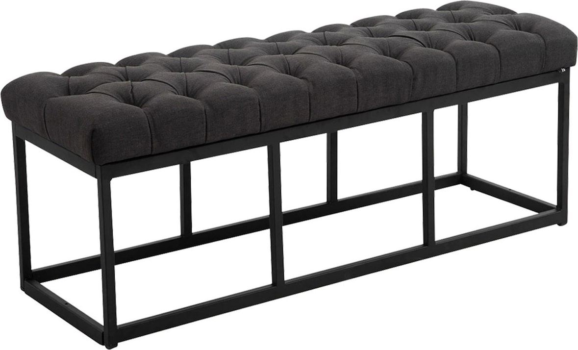 Sitzbank MEXICO - Stoff Schwarz 120x38x46 cm | Sitzbank Flur Sitzhocker Esszimmerbank Polsterbank Schlafzimmerbank