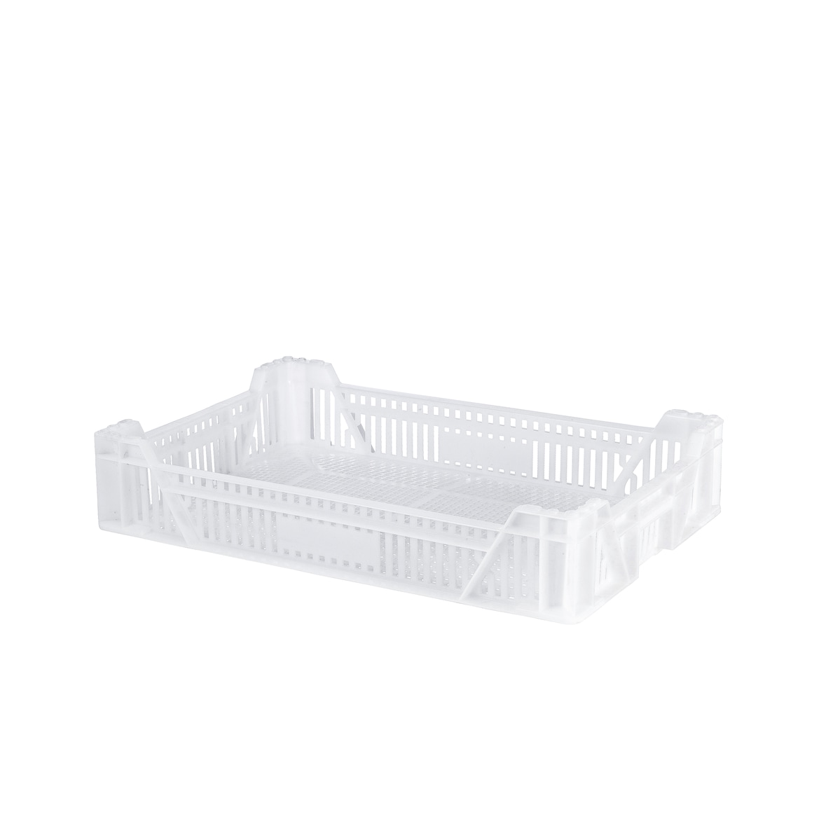 Caixa de plástico perfurada Norma Europa 600 x 400 x 118 mm | Caixa industrial perfurada NE 6412 Branco | DENOX