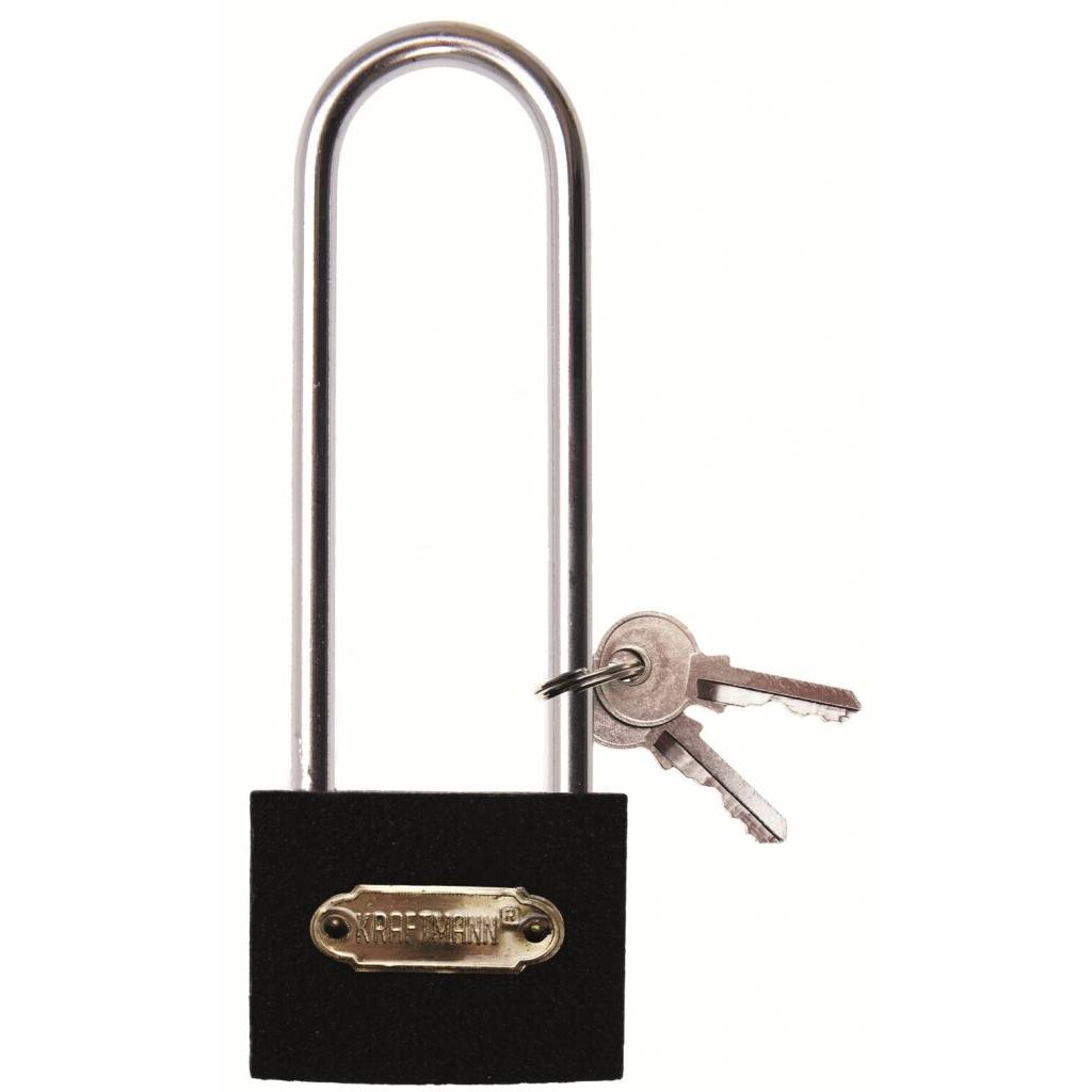 Kraftmann 85168 Schloss Vorhängeschloss mit hohem Bügel 75mm