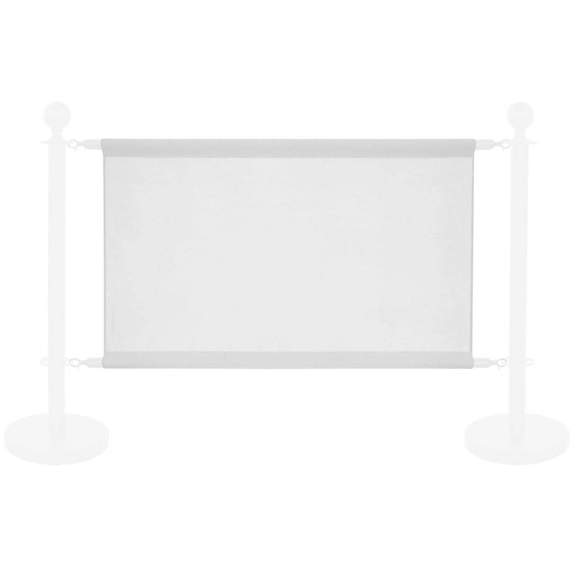 MobeventPro Pancarta blanca para separadores de postes - L100 x h69 cm