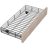 thumbnail of Polsterbett 90x200 mit Stauraum, Einzelbett mit zwei Schubladen, verstellbarer Nachttisch, gepolstertes Bettgestell Beige+Braun