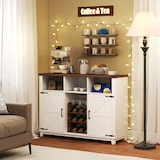 thumbnail of HOMCOM aparador de cocina con botellero, aparador con 2 puertas de granero, estantes ajustables y soporte para copas, para 9 botellas, blanco