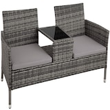 thumbnail of Rattan Gartensitzbank mit Tischgrau/hellgrau