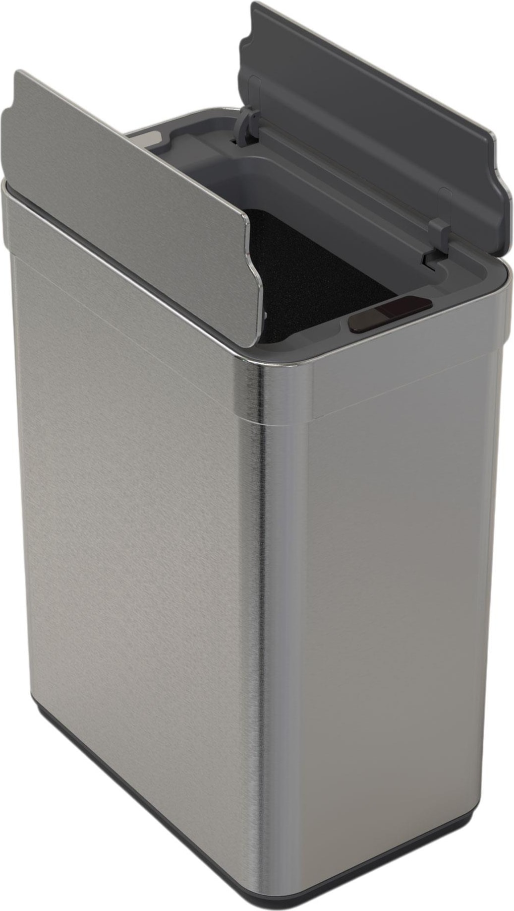WellHome - Abfalleimer aus Edelstahl mit automatischem Sensor und Flügeldeckel, Metallicfarbe, 50 l – 41 x 26,5 x 53 cm