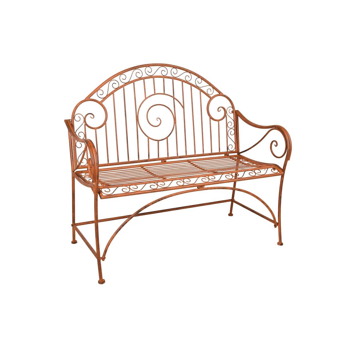 Gartenbank RAGNA - 112cm Breit, Stahl, Rostbraun | Terrassenbank Wetterfest Sitzbank Outdoor Bank