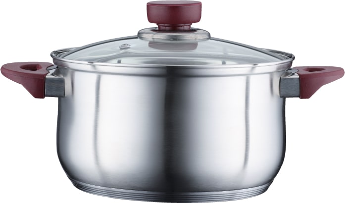 Kochtopf Ø20cm 3,4L Induktion 18/10 Edelstahl Marmorbeschichtung Suppentopf Weichgriffe Deckel