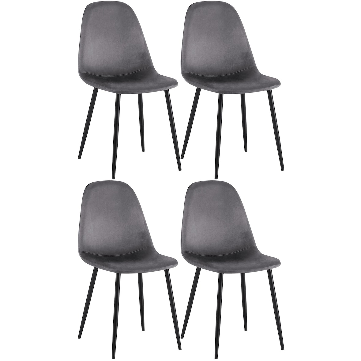 Set van 4 Napier eetkamerstoelen donkergrijs/Fluweel