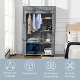 thumbnail of Stoffkleiderschrank 103x43x163 cm mit Kleiderstange und 6 Fächern Grau Vliesoptik Staubschutz Reißverschluss faltbar stabiler Stahlrahmen