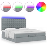 thumbnail of vidaXL Ottoman-Bett mit Matratze & LEDs Hellgrau 160x200 cm Stoff