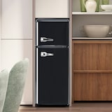 thumbnail of Retro-Kühlschrank 92L Gesamtvolumen 28L Gefrierfach Schwarz 105x41x45 cm 7 Temperaturstufen 45dB energieeffizient