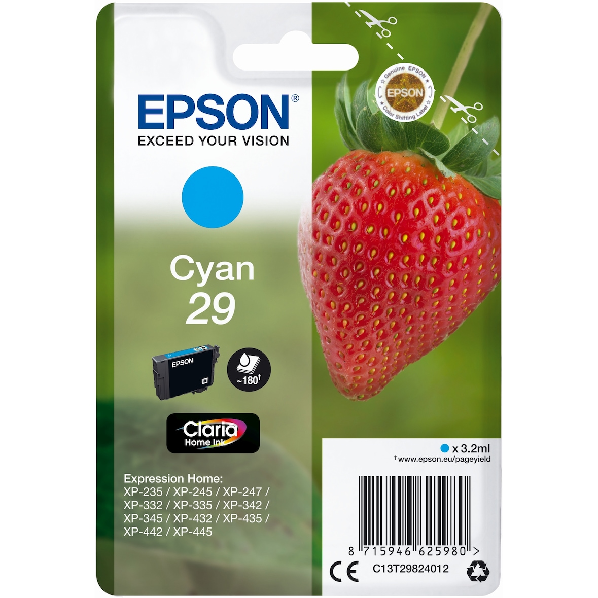 Cartouche D Encre Epson Fraise 29 Cyan
