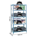 thumbnail of SimonRack Metallregal, 2000x1000x300 mm, 5 Ebenen, Metallboden, 180 kg Biegepunkt, Blau/Weiss - Simonclick