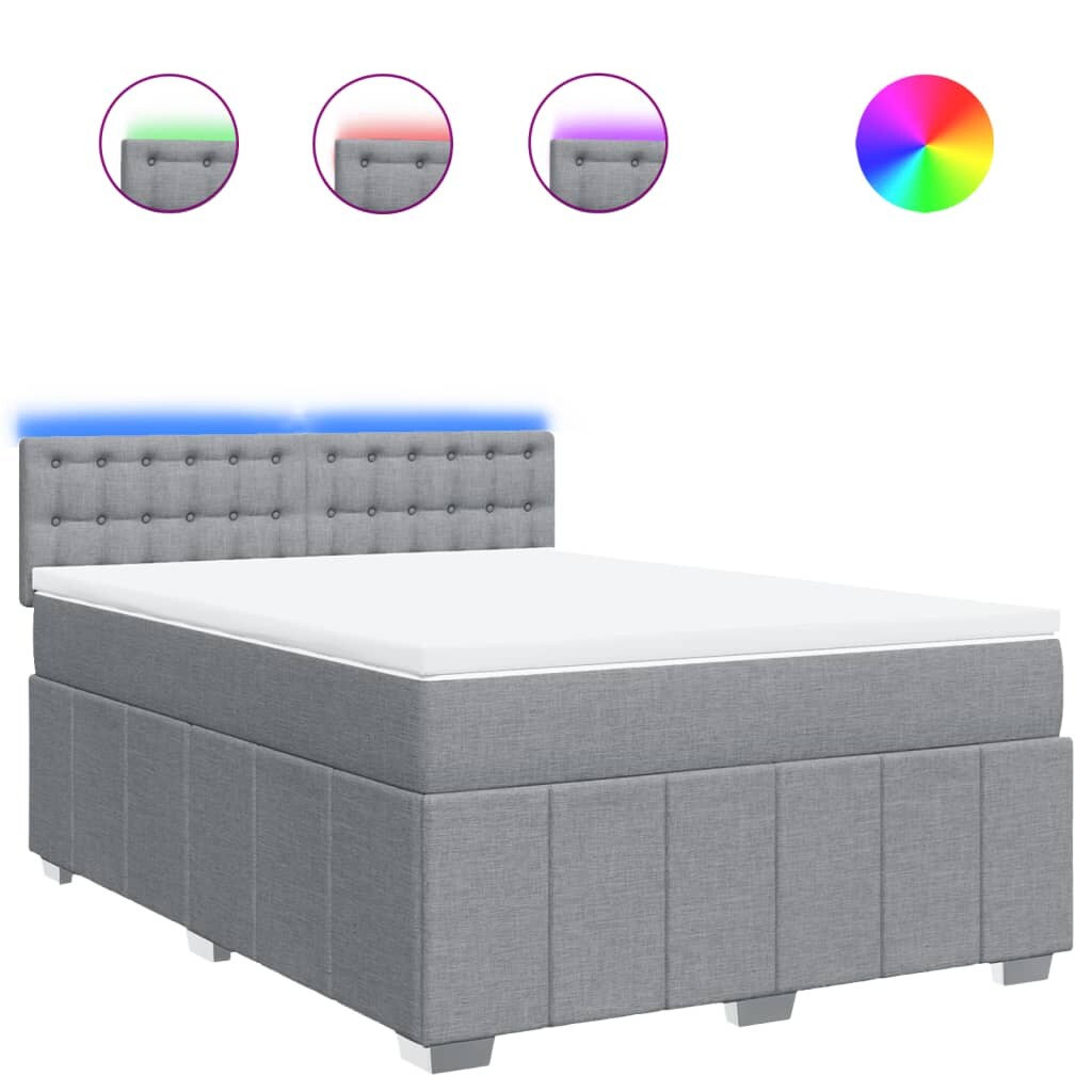 vidaXL Boxspringbett mit Matratze Hellgrau 160x200 cm Stoff