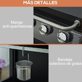 thumbnail of Outsunny barbacoa de gas con 3 quemadores termómetro 2 parrillas de gas con 2 mesas laterales armario de 2 puertas 4 ruedas frenos para BBQ