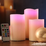 thumbnail of LED Kerzenset Echtwachs Farbwechsel Fernbedienung Timer D: 7,5cm creme 3er Set