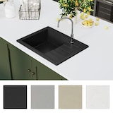 thumbnail of vidaXL Küchenspüle mit Überlauf Oval Schwarz Granit