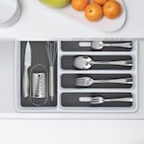 thumbnail of Relaxdays Besteckkasten für Schubladen, Besteckeinsatz für Kochbesteck, Schubladeneinsatz, HBT 4,5x33x40 cm, weiß/grau