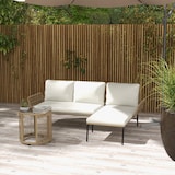 thumbnail of Loungeset PE-Rattan Cremeweiß 3-teilig mit Tisch, Sofa & Sonnenliege