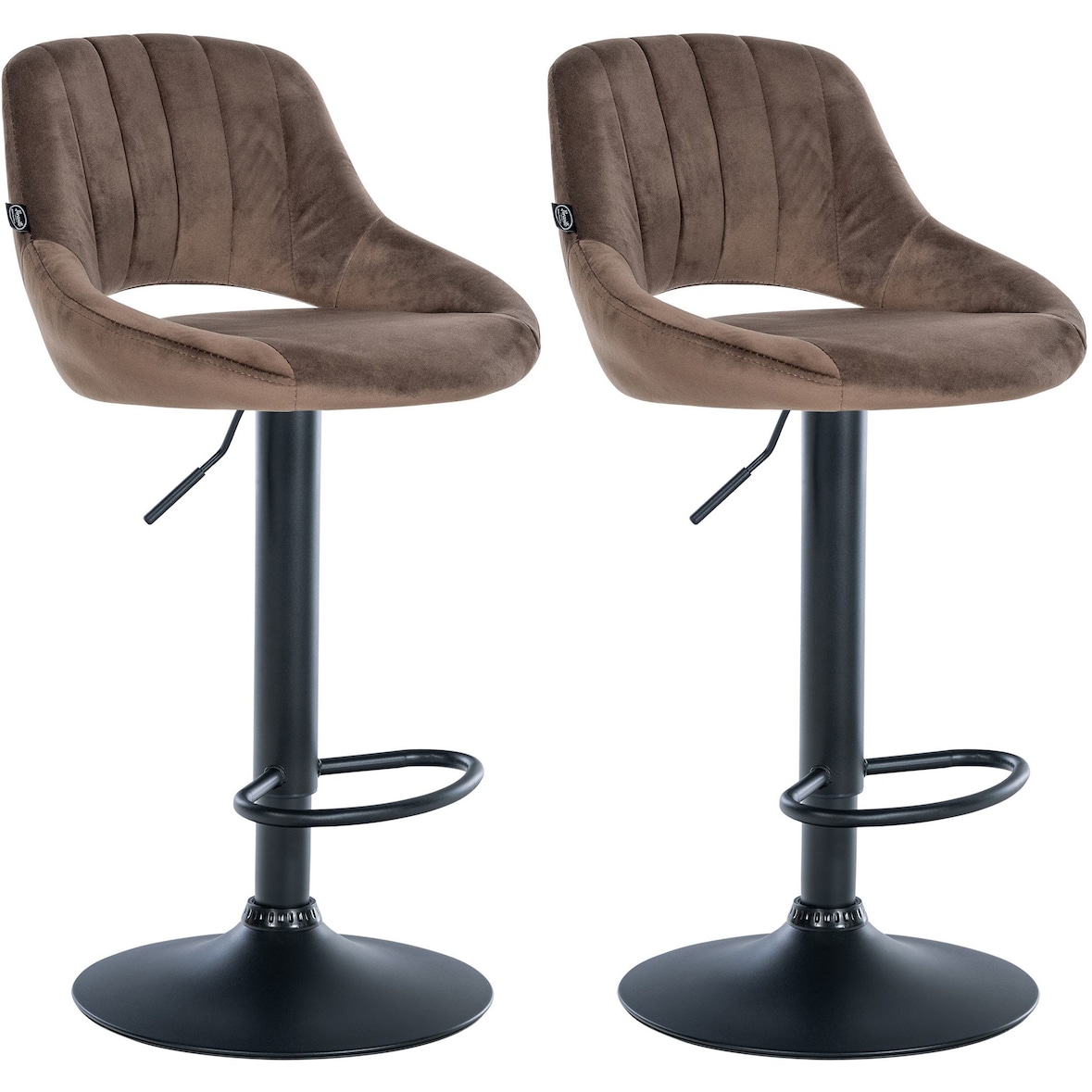 Set van 2 barkrukken Milet fluweel bruin/Metaal mat zwart