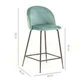 thumbnail of Set 2 sgabelli da bar imbottiti in velluto, gambe in metallo, h.65cm, per bar, ristoranti e cucina, design elegante -Sara XL-Verde giada/Grigio
