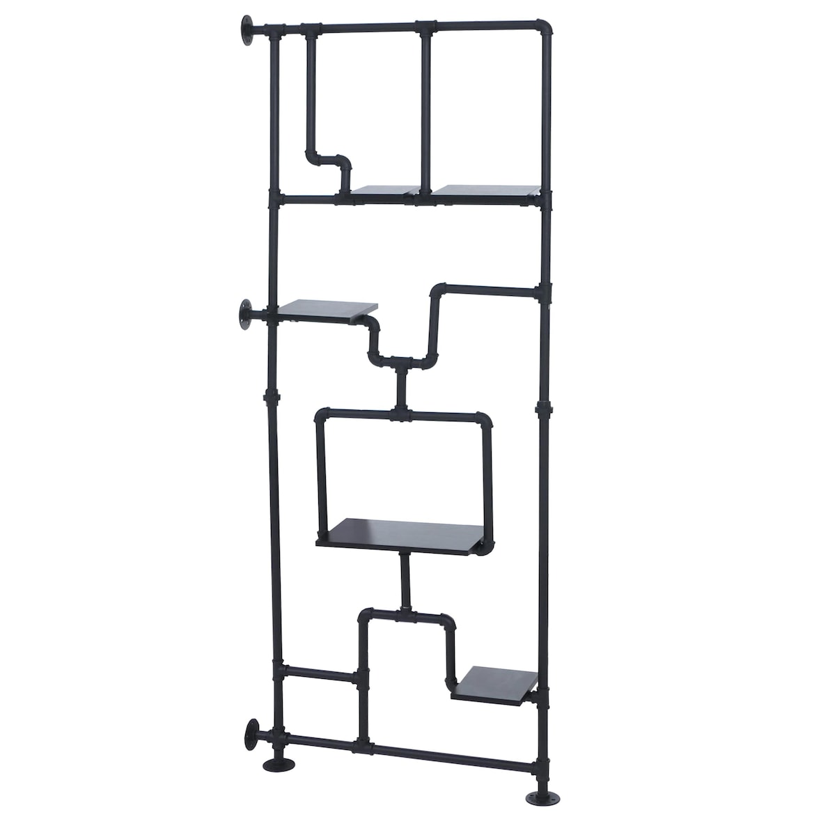 Décoshop26 - Divisória de ambientes em estilo industrial com 5 prateleiras 203 x 80 cm MDF preto e ferro 04_0008756