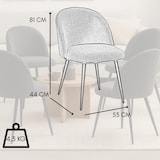 thumbnail of Set mit 4 gepolsterten Esszimmerstühlen aus Bouclé, Sessel für Wohnzimmer, Küche, modernes Design, Metallbeine, 53 x 44 x 81 cm, dunkelgrau