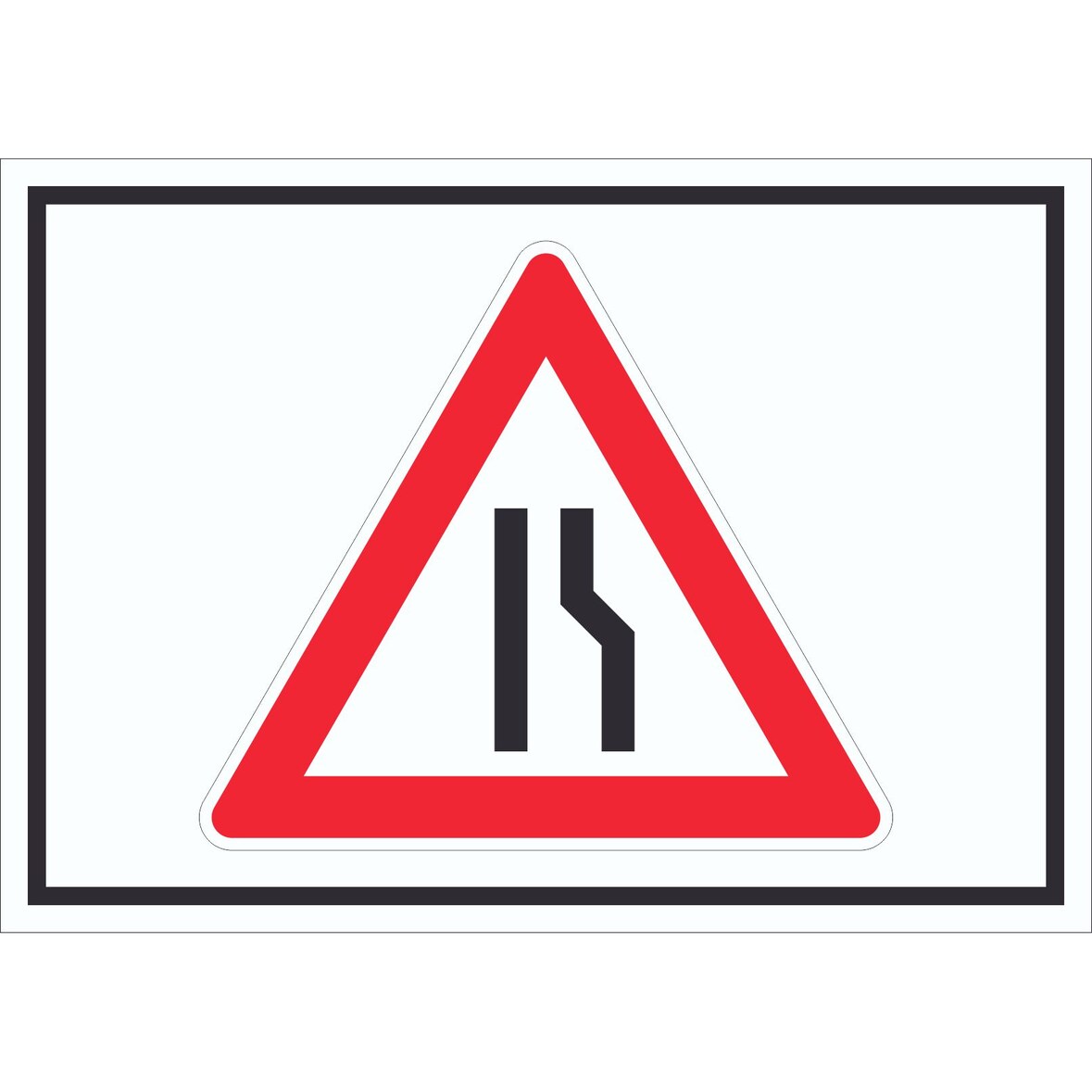Schild Achtung Verengte Fahrbahn rechts Symbol A4 (210x297mm)