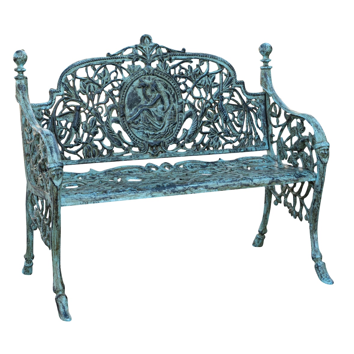 Biscottini Gartenbank Balkon - Außenbank 105x62x90 cm - Gartensofa für den Außenbereich - Bank aus Gusseisen - Gartensofa
