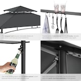 thumbnail of Grillpavillon wetterfest Maracaibo mit Winddach Ablagen 240x150x250cm anthrazit für BBQ - 406388