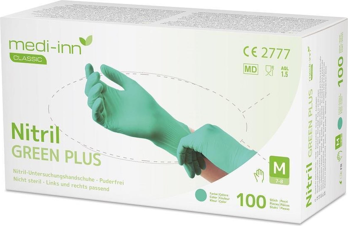 Medi-Inn Nitril Green Plus - grün - puderfrei -  Gr. XL - 1000 Einmalhandschuhe