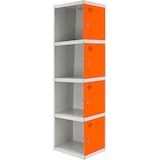 thumbnail of SimonRack Taquillas Vestuario Metálica, 1800x1600x500 mm, 4 Puertas, Módulo Adicional sin lateral, Incluye Llave, Gris/Naranja - Simonlocker