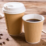 thumbnail of BIOZOYG Riffelbecher 25 Stück 200 ml / 8 oz, Ø 80 mm, braun, innen weiß - Becher für Heißgetränke - Kaffeebecher to go aus Pappe - Einwegbecher