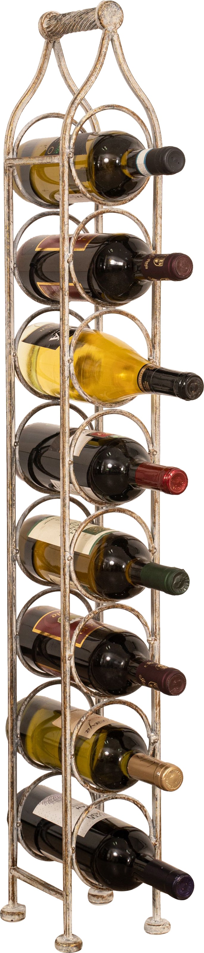 Biscottini Weinflaschenhalter - Schmiedeeiserner Flaschenhalter - Weinkeller - Flaschenhalter-Display Kapazität 8 Flaschen 105x15 cm