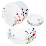 thumbnail of 12tlg Tafelservice Marie Porzellan 6 Personen Speiseteller Suppenteller Blumen