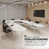 thumbnail of bümö Konferenztisch O-Form 400x240 cm großer Besprechungstisch in weiß, Besprechungstisch mit Chromfüßen, Meetingtisch für 14 Personen, Tisch für