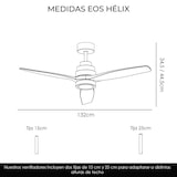 thumbnail of Yoevu Helix nogal - Ventilador de techo inteligente, compatible con Alexa, Luz LED regulable, 6 velocidades silenciosas, control por App, mando y voz