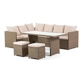 thumbnail of Set da giardino in polyrattan, divano angolare 7 posti, 2 pouf, tavolo 140x70cm con top in vetro temperato, elegante, per terrazza, giardino - SIENA