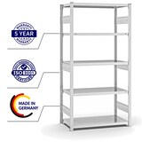 thumbnail of PROREGAL Fachbodenregal Stecksystem | Grundregal | HxBxT 200x100x50cm | 5 Ebenen | Fachlast 330 kg | Beidseitig nutzbar | Lichtgrau