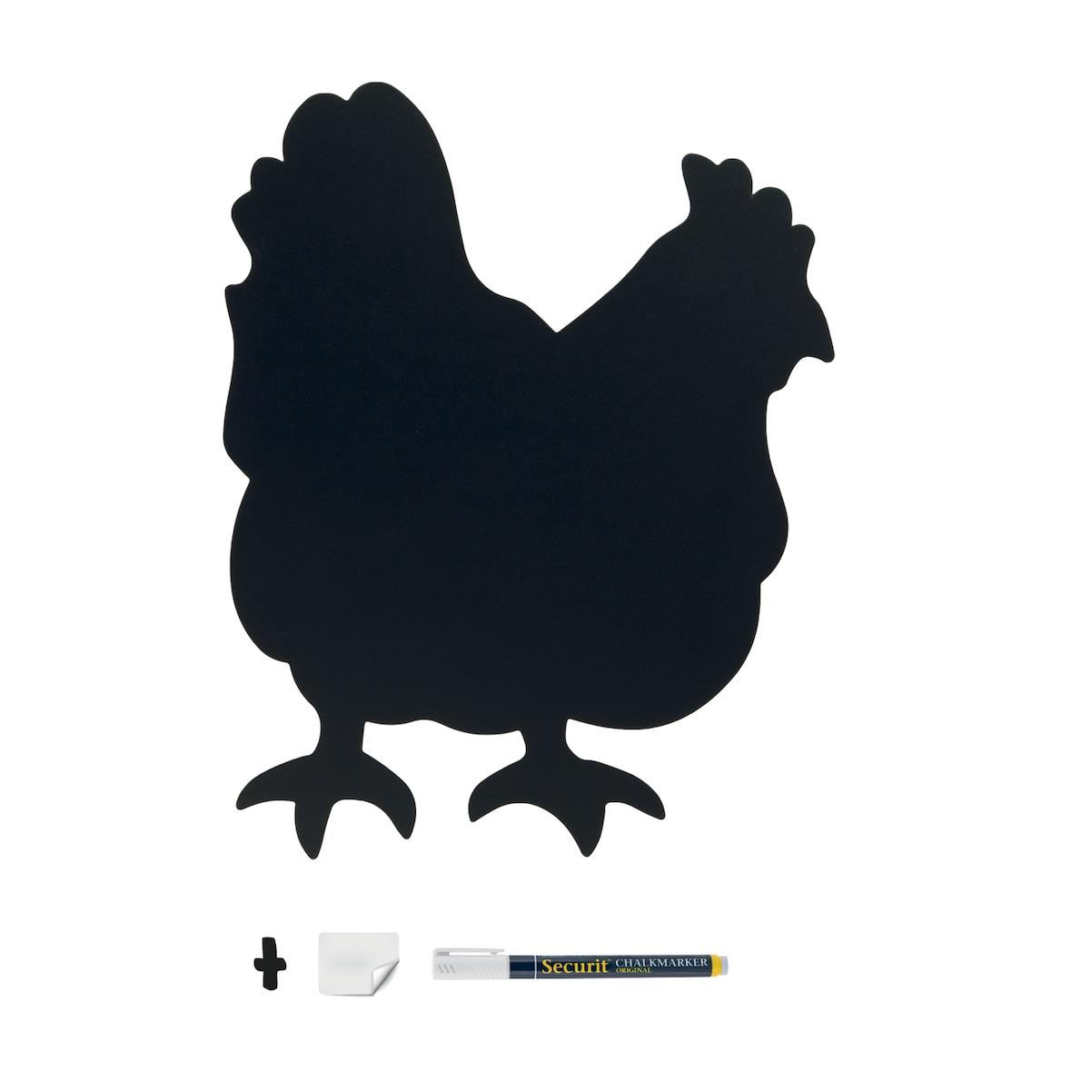 Securit® Wandtafel - Silhouette Huhn - Kreidestift und Klett-Kit zur Wandbefestigung inklusive