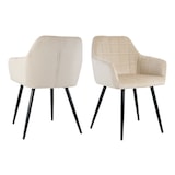 thumbnail of Möbilia Sessel, 2er-Set | mit Quadratsteppung | Bezug Samt | Beine Metall | B 59 x T 62 x H 83 cm | beige – schwarz | 21020065 | Serie STUHL