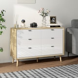 thumbnail of HOMCOM Cassettiera 6 Cassetti in Legno 110x40x75 cm Bianco e Rovere