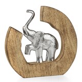 thumbnail of Dekofigur Elefant Silber Aluminium in Hufeisen Mangoholz-Rahmen ca. 24 x 3,5 x 23 cm moderne Tierfigur Glücksbringe